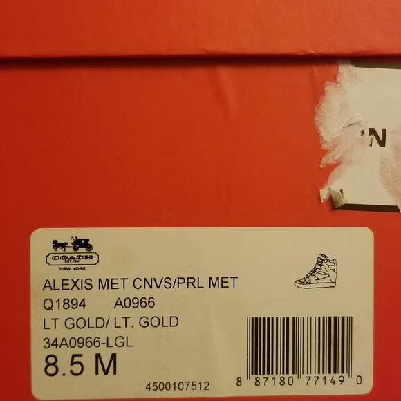 Coach Sneakers sz 8.5 Alexis Wedge Lt. Gold - Picture 7 of 9